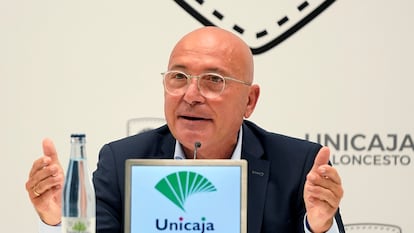 Antonio Jesús López Nieto, en la rueda de prensa de presentación como presidente del Unicaja, en una imagen del club.