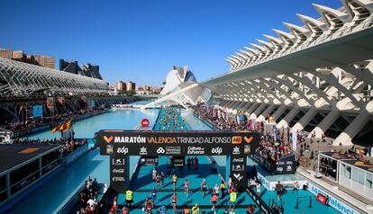 Meta de la maratón de València en la pasada edición de 2019.