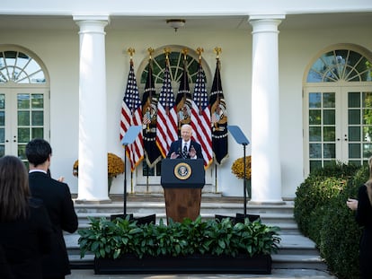 El presidente de EE UU, Joe Biden, analiza los resultados electorales, el día 7 en la Casa Blanca.