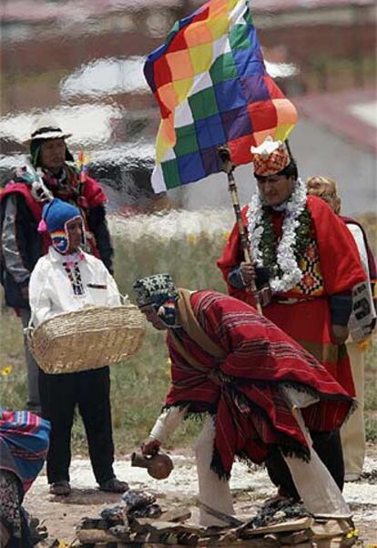 Evo Morales, durante la ceremonia.