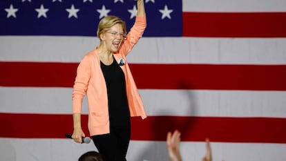 Elizabeth Warren, quinta-feira passada, em Raleigh (Carolina do Norte).