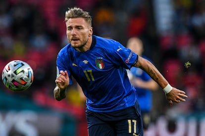 Ciro Immobile en la semifinal ante España en Wembley.