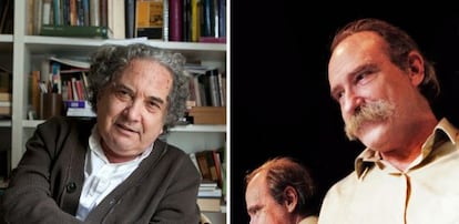 Ricardo Piglia, a la izquierda; Alberto Laiseca, a la derecha.