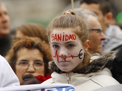 Protesta a favor de la sanidad pública, en Madrid en 2013.