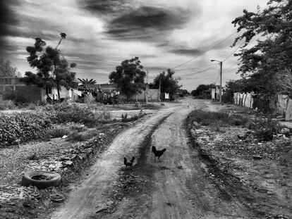 La calle principal de Unión, una comunidad ubicada en una planicie a la orilla de la carretera que conduce a la sierra de Concordia.