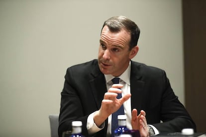 Brett McGurk, durante la entrevista el 11 de mayo de 2017 en Madrid.