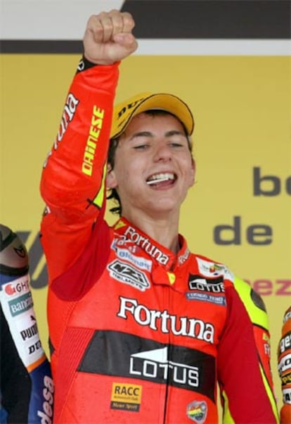 Lorenzo celebra su triunfo hoy.