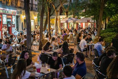 Plaza de Olavide, Madrid, en septiembre.