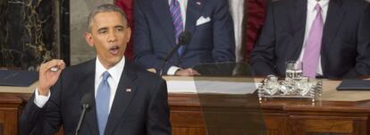 El presidente de Estados Unidos, Barack Obama, ofrece su discurso del Estado de la Uni&oacute;n ante el Congreso en Washington (Estados Unidos)