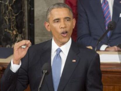 El presidente de Estados Unidos, Barack Obama, ofrece su discurso del Estado de la Uni&oacute;n ante el Congreso en Washington (Estados Unidos)