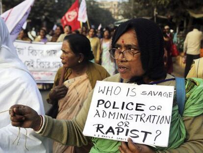 Manifestaci&oacute;n en contra del caso de violaci&oacute;n y asesinato conocido en Calcuta el pasado 3 de enero.