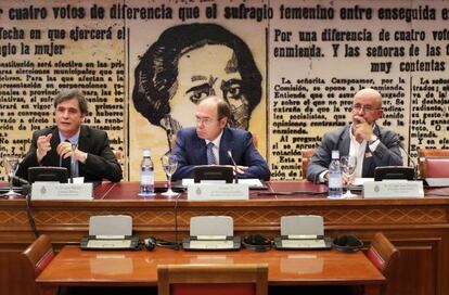 El presidente del Senado, Pío García Escudero, durante la inauguración del seminario sobre propiedad intelectual.