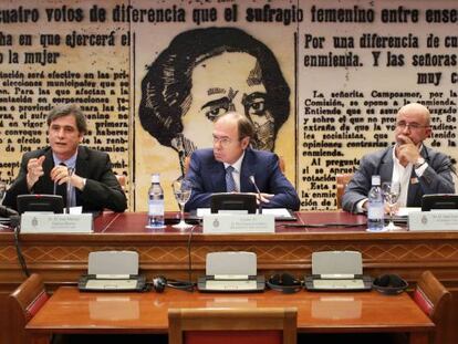 El presidente del Senado, Pío García Escudero, durante la inauguración del seminario sobre propiedad intelectual.