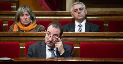 El consejero de Interior, Ramon Espadaler, ayer en su comparecencia en el Parlament. 