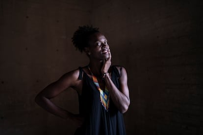 María Victoria Palacios, durante uno de los encuentros de la Ley Integral Trans, en Bogotá, el 10 de mayo de 2023.