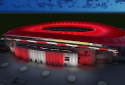 Proyección de lo que será el nuevo estadio del Atlético de Madrid.