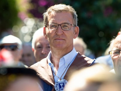 Alberto Núñez Feijóo, el sábado en la fiesta del Albariño en Cambados (Pontevedra).