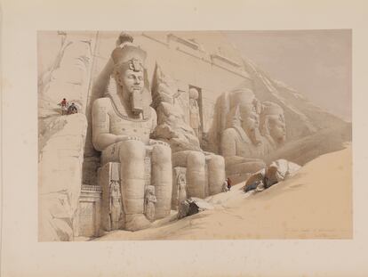 El templo de Abu Simbel. Litografía de David Roberts para su obra 'Egipto y Nubia' (1846-1849).