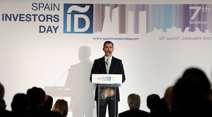 El rey Felipe VI, durante la inauguraci&oacute;n del &#039;Spain Investors Day&#039;