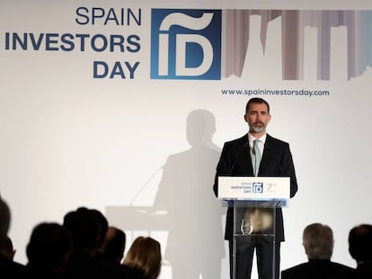 El rey Felipe VI, durante la inauguraci&oacute;n del &#039;Spain Investors Day&#039;