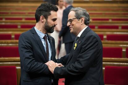 El presidente del Parlament, Roger Torrent, y el presidente de la Generalitat, Quim Torra.
