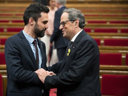 El presidente del Parlament, Roger Torrent, y el presidente de la Generalitat, Quim Torra.