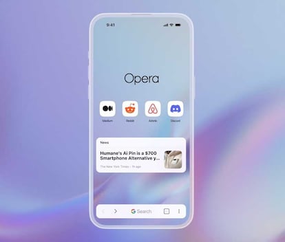 Uso del navegador Opera One en un iPhone con iOS