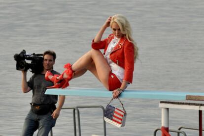 Lindsay Lohan durante la sesión de fotos de la firma Philipp Plein, en el lago Como, Italia, en septiembre de 2011