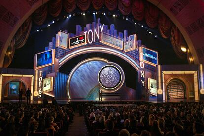 Host Hugh Jackman appears on stage during the "58th Annual Tony Awards"