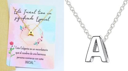 regalos amigo invisible por 10 euros: colgante femenino con letra inicial del nombre.