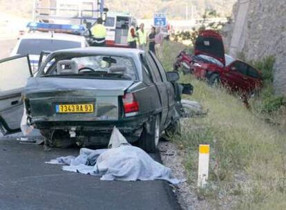 Uno de los accidentes mortales ocurridos este agosto en la A-68, en el municipio alavés de Kuartango.