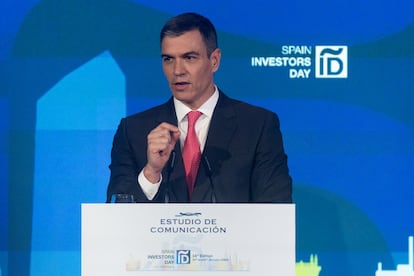 El presidente del Gobierno, Pedro Sánchez, durante la última jornada de Spain Investors Day, en el Hotel Mandarin Oriental Ritz.