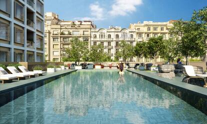 La piscina está situada en la sexta planta del inmueble.