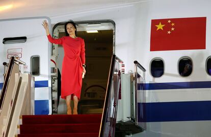 Meng Wanzhou, vicepresidenta de Huawei, a su llegada a China tras ser excarcelada, en septiembre de 2021.