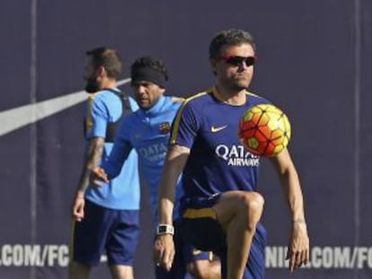 Luis Enrique, en el entrenamiento del Barcelona. 