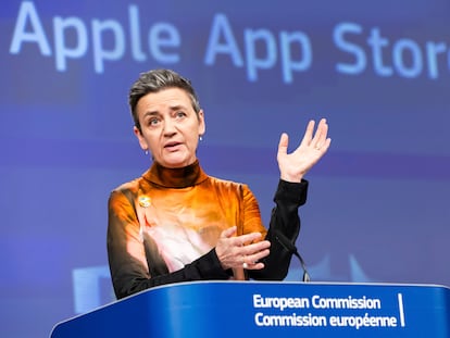 La vicepresidenta de la Comisión Europea y responsable de Competencia, Margrethe Vestager, el lunes en Bruselas.