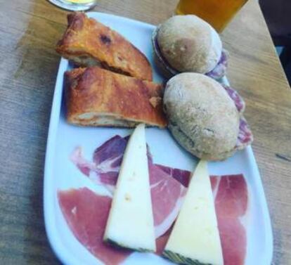 Two beers and this tapa will cost you €2 at O Cabalo Branco in Santiago de Compostela.