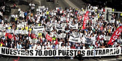 Movilización de los trabajadores del sector de alquiler de vehículos con conductor (VTC) en Madrid.