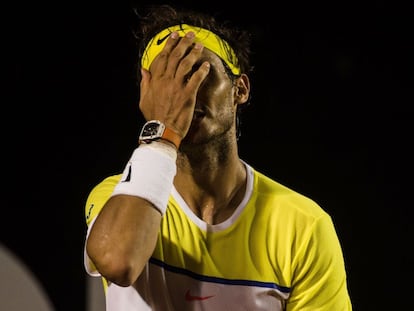 Nadal se lamenta durante el partido frente a Cuevas.