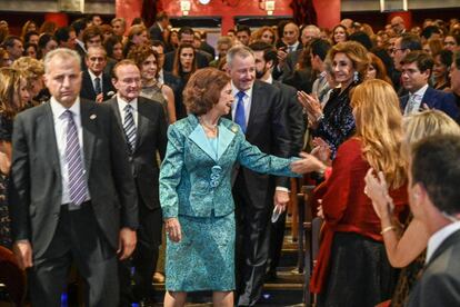 La reina Sofia en la 33ª edición de la entrega de los premios de Pintura BMW, en Madrid, el pasado martes. 