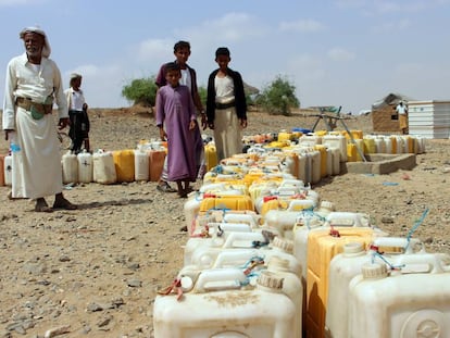Desplazados yemeníes en marzo de 2018.
