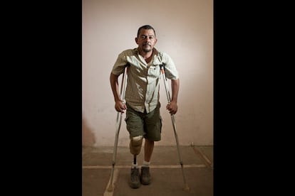Norman Sa&uacute;l Varela (42 a&ntilde;os) integrante de la AMIREDIS (Asociaci&oacute;n de Migrantes Retornados con Discapacidad). Ciudad de M&eacute;xico. 12 de abril, 2014.