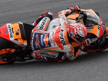 Marc Márquez rueda en el circuito de Brno.