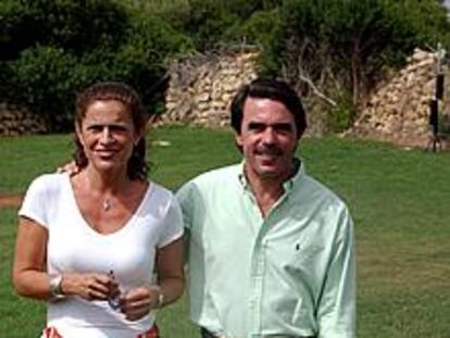 José María Aznar y Ana Botella, ayer, en Son Camaró.