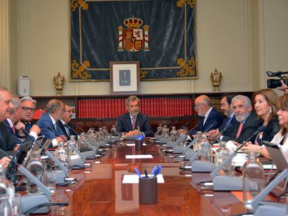 Carlos Lesmes preside un pleno extraordinario del Consejo General del Poder Judicial el pasado 8 de septiembre.