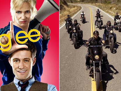 De izquierda a derecha, imágenes de <i>Glee </i>y de <i>Son of anarchy. </i>