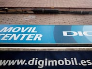 Logo de Digi en una tienda de la compañía en Madrid.