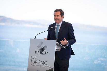 El presidente de la patronal CEOE, Antonio Garamendi, el pasado viernes en Sanxenxo (Pontevedra).