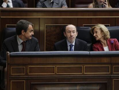 Rubalcaba, Zapatero y Salgado, en el Congreso