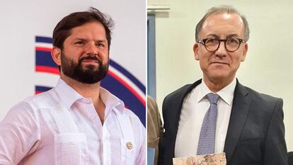 Gabriel Boric y el embajador de Chile en Israel, Jorge Carvajal